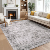 Garvee Persian Taupe 8x10 Washable Area Rugs, Soft Vintage Distressed Large Living Room Rug Retro Farmhouse Non Slip Low Pile Indoor Foldable Carpet for Bedroom Dining Room Office