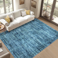 Garvee Persian Blue 8x10 Washable Area Rug, Soft Vintage Distressed Large Living Room Rug Retro Farmhouse Non Slip Low Pile Indoor Foldable Carpet for Bedroom Dining Room Office