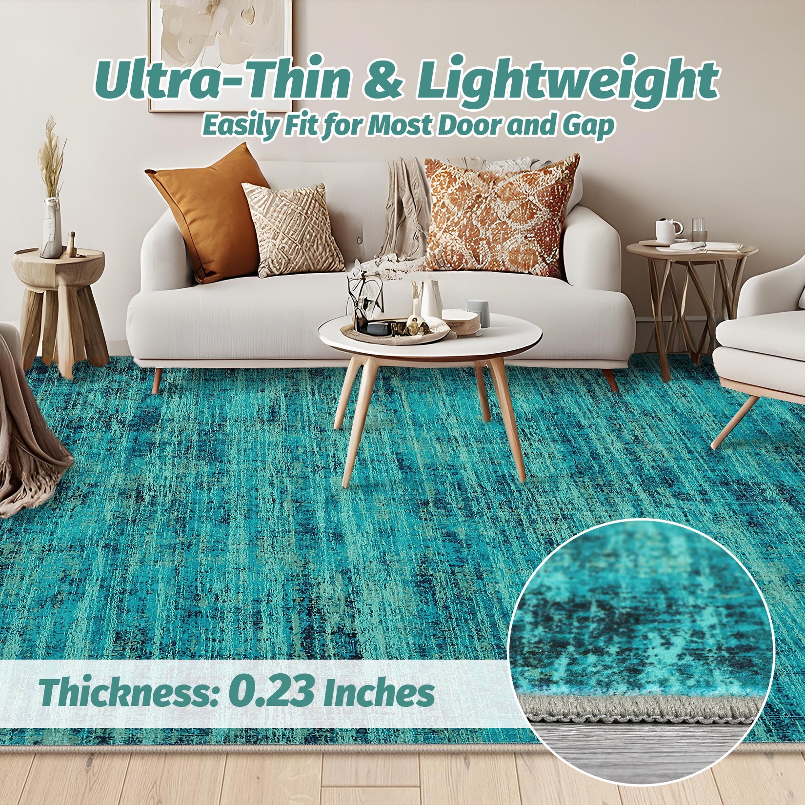 Garvee Persian Green Pine 8x10 Washable Area Rug for Living Room, Soft Vintage Distressed Large Bedroom Rug Retro Farmhouse Non Slip Low Pile Indoor Foldable Carpet for Dining Room Office