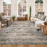 Garvee Washable Area Rugs for Living Room, 5x7 Soft Vintage Bedroom Rug Foldable Non-Slip Low Pile Area Rug Farmhouse Throw Carpet for Dining Room Home (Taupe, 5'x7')