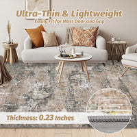 Garvee Washable Area Rugs for Living Room, 5x7 Soft Vintage Bedroom Rug Foldable Non-Slip Low Pile Area Rug Farmhouse Throw Carpet for Dining Room Home (Taupe, 5'x7')