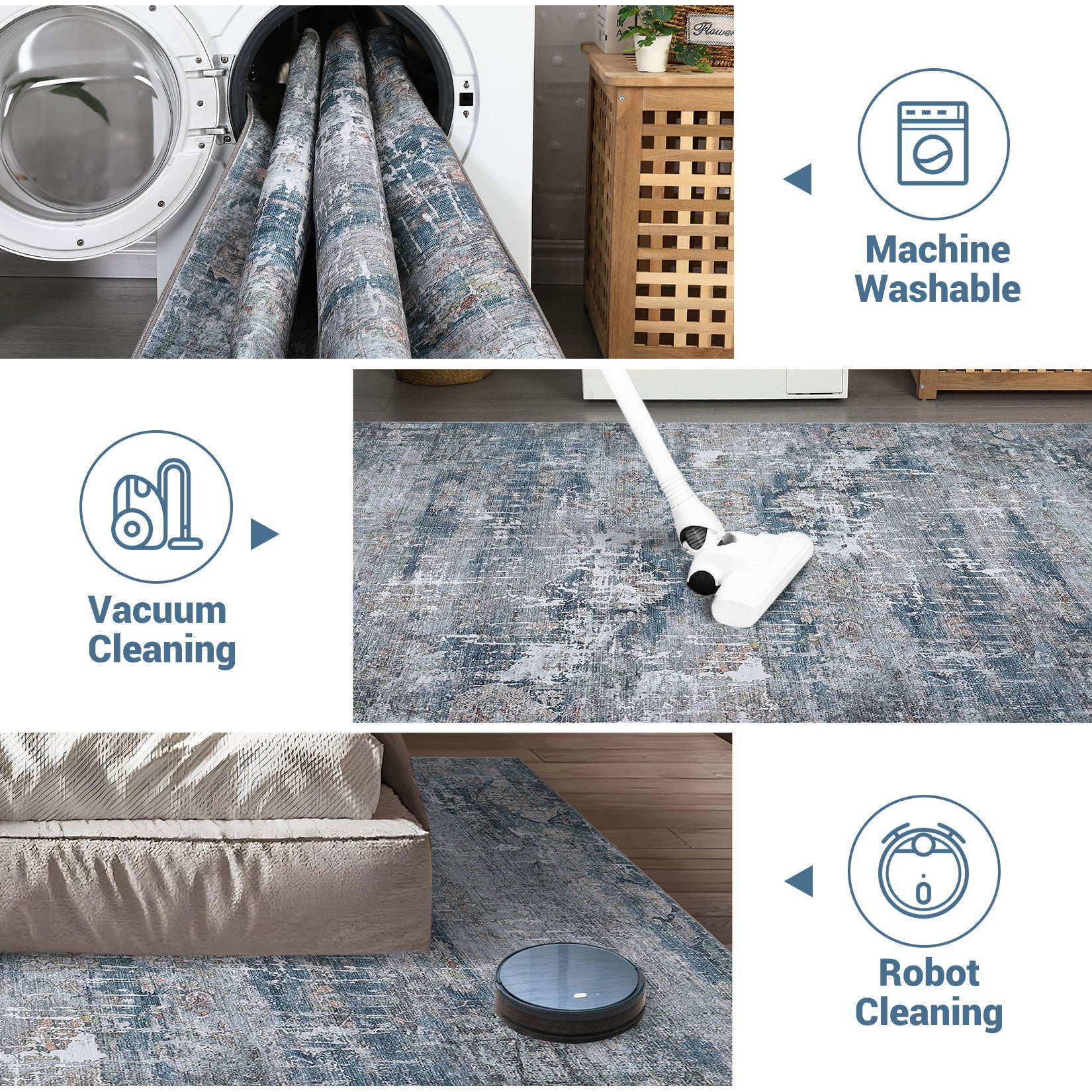 Garvee Vintage Area Rug, 10x13 Boho Washable Large Living Room Bedroom Rug Retro Non-Slip Non-Shedding Low Pile Farmhouse Area Rug for Dining Room Home