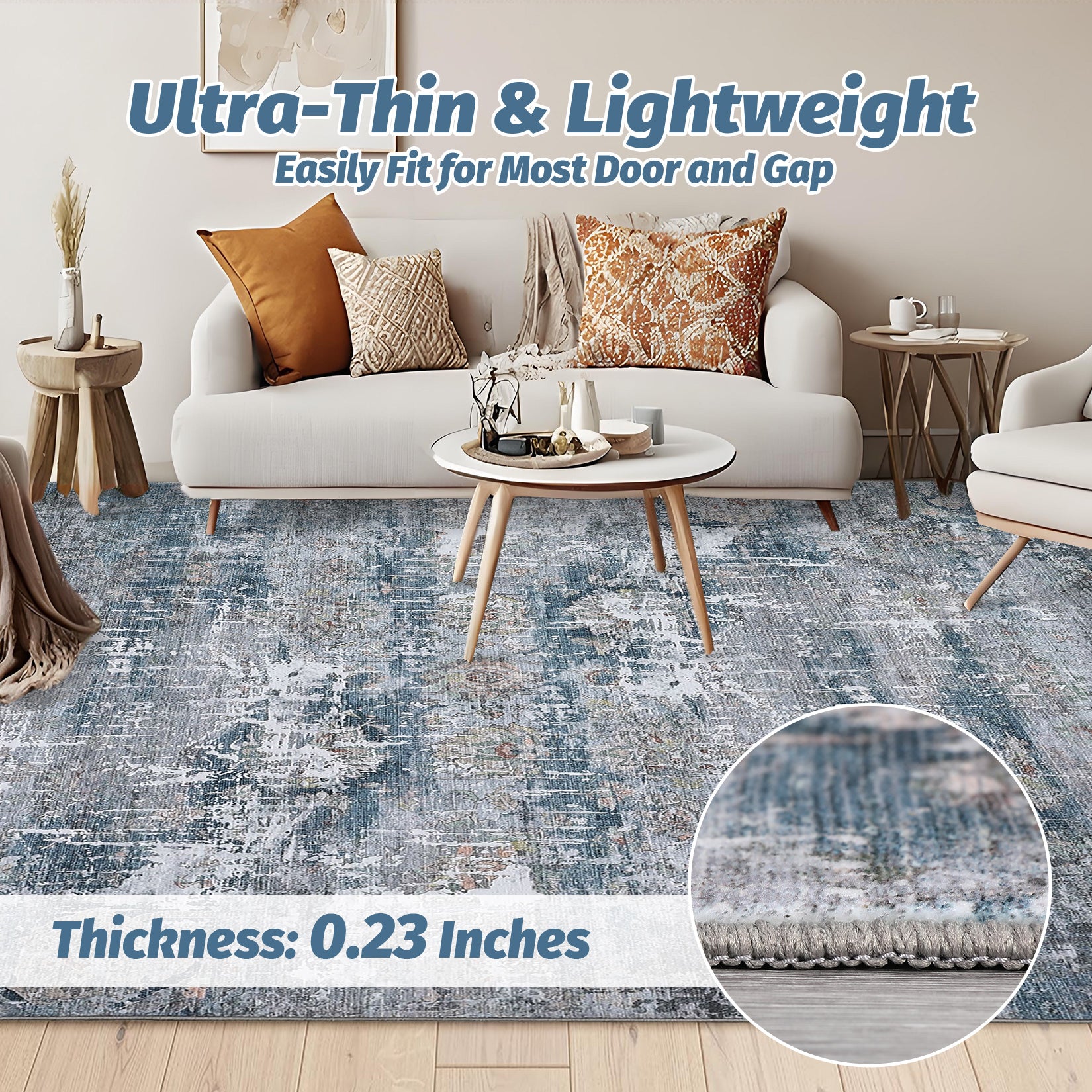 Garvee Vintage Area Rug, 10x13 Boho Washable Large Living Room Bedroom Rug Retro Non-Slip Non-Shedding Low Pile Farmhouse Area Rug for Dining Room Home