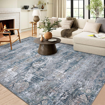 Garvee Vintage Area Rug, 10x13 Boho Washable Large Living Room Bedroom Rug Retro Non-Slip Non-Shedding Low Pile Farmhouse Area Rug for Dining Room Home