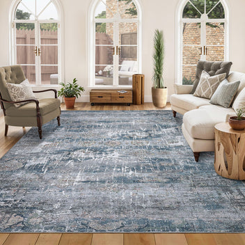 Garvee Vintage Area Rug, 10x13 Boho Washable Large Living Room Bedroom Rug Retro Non-Slip Non-Shedding Low Pile Farmhouse Area Rug for Dining Room Home