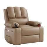 Garvee 27” Width Electric Power Oversized Rocker Swivel Recliner Chair, USB Charger Lazy Boy for Adults, w/ Vibrating Massage and Heating, 1.5x Sponge Filling for Living Room, Bedroom and Nursery - Tan