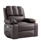 Garvee 27" Width Electric Power Oversized Rocker Swivel Recliner Chair, USB Charger Lazy Boy for Adults, w/Vibrating Massage and Heating, 1.5X Sponge Filling for Living Room, Bedroom and Nursery - Coffee