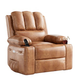 Garvee 27" Width Electric Power Oversized Rocker Swivel Recliner Chair, USB Charger Lazy Boy for Adults, w/ Vibrating Massage and Heating, 1.5x Sponge Filling for Living Room, Bedroom and Nursery - Brown