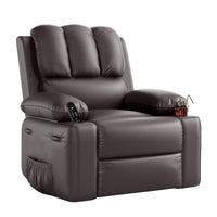 Garvee PU Leather Recliner Chair, Manual Rocking Recliner w/Comfortable Arms and Cup Holders for Living Room, Coffee