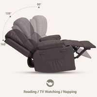 Garvee PU Leather Recliner Chair, Manual Rocking Recliner w/Comfortable Arms and Cup Holders for Living Room, Coffee