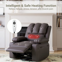 Garvee PU Leather Recliner Chair, Manual Rocking Recliner w/Comfortable Arms and Cup Holders for Living Room, Coffee