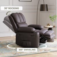 Garvee PU Leather Recliner Chair, Manual Rocking Recliner w/Comfortable Arms and Cup Holders for Living Room, Coffee