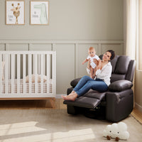 Garvee PU Leather Recliner Chair, Manual Rocking Recliner w/Comfortable Arms and Cup Holders for Living Room, Coffee