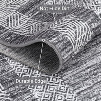 Garvee Bordered Grey 2x6 Modern Bordered Runner Rug Soft Non Slip Runner Washable Non Shedding Floor Carpet, Distressed Geometric Hallway Runner, Indoor Printed Runner for Kitchen, Entrance