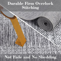 Garvee Bordered Grey 2x6 Modern Bordered Runner Rug Soft Non Slip Runner Washable Non Shedding Floor Carpet, Distressed Geometric Hallway Runner, Indoor Printed Runner for Kitchen, Entrance