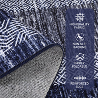 Garvee Bordered Blue 2x6 Modern Runner Rug Soft Non Slip Runner Washable Non Shedding Floor Carpet, Distressed Geometric Hallway Runner, Indoor Printed Runner for Kitchen, Entrance, Blue