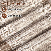 Garvee Bordered Brown 2x6 Modern Runner Rug Soft Non Slip Runner Washable Non Shedding Floor Carpet, Distressed Geometric Hallway Runner, Indoor Printed Runner for Kitchen, Entrance