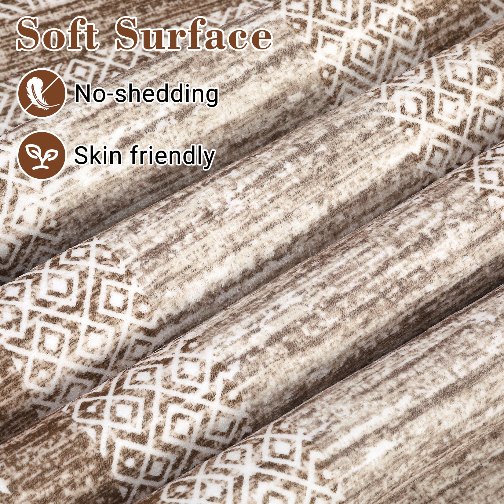 Garvee Bordered Brown 9x12 Large Modern Area Rug Distressed Rug Soft Non Shedding Floor Carpet, Geometric Rug, Washable Non Slip Rug, Low Pile Indoor Area Rug for Living Room, Bedroom