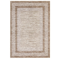 Garvee 8' x 10' Bordered Washable Area Rug, Distressed Geometric Non-Slip Soft Low-Pile Rug for Living Room, Bedroom & Dining Room, Brown