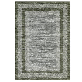 Garvee Bordered Green 8x10 Modern Distressed Border Design Washable Area Rug , Soft Non-Slip Low-Pile Carpet, Non-Shedding Indoor Green Rug for Home Decor