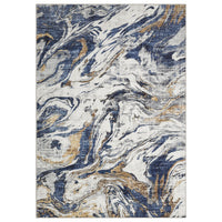 Garvee Modern Abstract Area Rug 5x7 Rug for Living Room, Machine Washable Floor Carpet, Non-Slip Faux Wool Soft Rug, Low Pile Foldable Rug for Bedroom, Dining Room, Kitchen, Blue