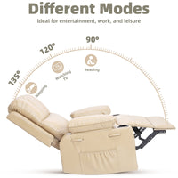 Garvee Oversized 27" Recliner Chairs with Heat and Massage, 360° Swivel Lazy Boy Recliner Chair for Adults, Manual Rocking Chair with Cup Holder for Living Rooms, Bedrooms and Nurseries, Beige