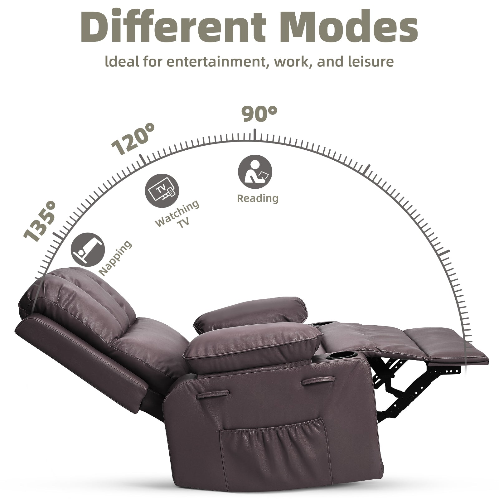 Garvee Oversized Recliner Chairs with Heat and Massage - 360° Swivel Lazy Boy Recliner Chair for Adults- Manual Rocking Chair with Cup Holder for Living Rooms, Bedrooms and Nurseries - Coffee