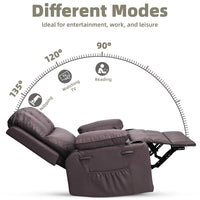 Garvee Oversized Recliner Chairs with Heat and Massage - 360° Swivel Lazy Boy Recliner Chair for Adults- Manual Rocking Chair with Cup Holder for Living Rooms, Bedrooms and Nurseries - Coffee