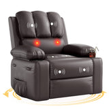 Garvee Oversized Recliner Chairs with Heat and Massage - 360° Swivel Lazy Boy Recliner Chair for Adults- Manual Rocking Chair with Cup Holder for Living Rooms, Bedrooms and Nurseries - Coffee - Coffee