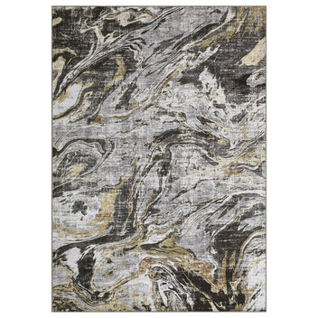 Garvee Area Rug 5x7 Machine Washable Rug for Living Room, Non-Slip Soft Floor Carpet, Low Pile Modern Abstract Rug, Foldable Rug for Bedroom, Dining Room, Kitchen, Gray