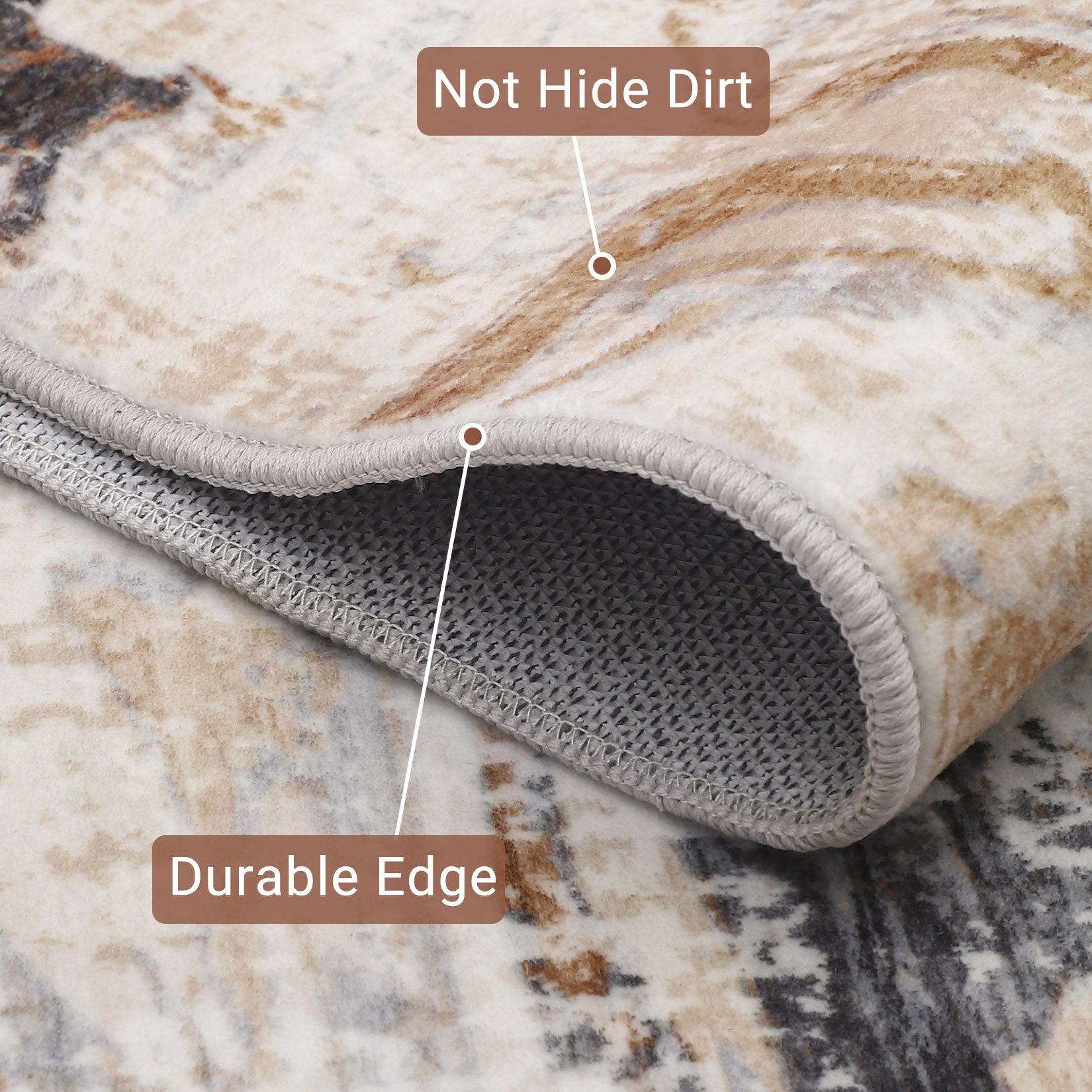 Garvee 2x6 Machine Washable Runner Rug, Non-Slip Floor Carpet, Modern Abstract Bedside Rug, Low Pile Foldable Area Rug, Soft Rug for Entryway, Bathroom, Laundry Room, Brown