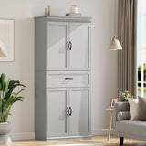 Garvee 70" Tall Pantry Cabinetwith 4 Doors and Large Drawer, Modern Kitchen Hutch Storage Cabinet, White - 