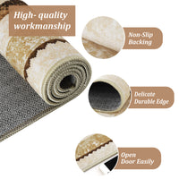 Garvee 10x13 Modern Bordered Area Rug Distressed Beige Rug Non Slip Non Shedding Floor Carpet Soft Low Pile Rug, Large Washable Thin Rug, Foldable Printed Rug for Living Room, Bedroom, Office