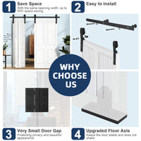 Garvee 52 in Bifold Sliding Barn Door Hardware Track Kit, Side Mounted Black Roller, Smoothly and Quietly, Easy Install, Heavy Duty, Up to 400 LBS, Bifold Door Hardware for 4 Doors (Door Not Included)