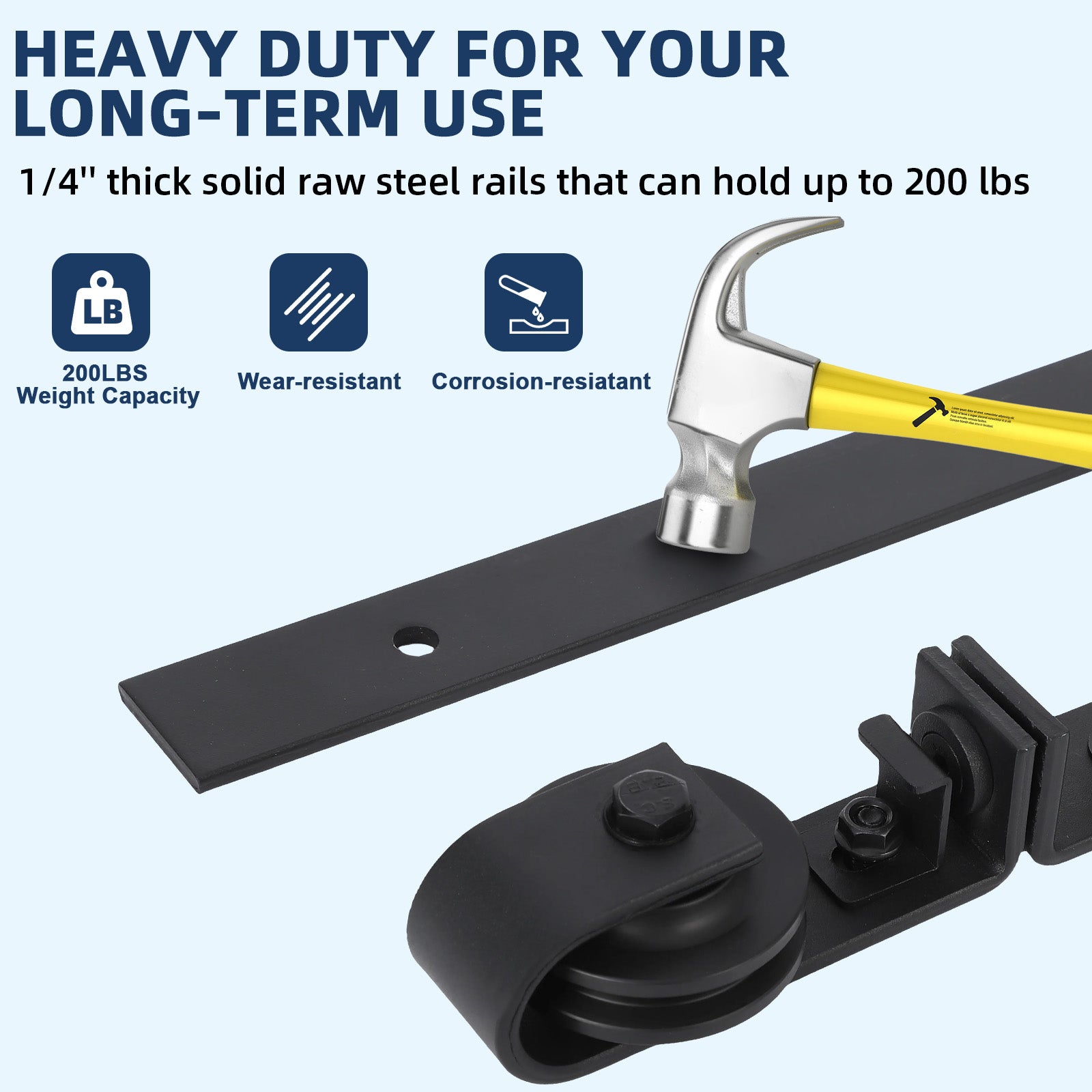 Garvee 36" Bifold Sliding Barn Door Hardware Track Kit, Side Mounted Black Roller, Smoothly and Quietly, Assembly Easy, Fit Double 12" Bi-Folding Doors (Door Not Included)