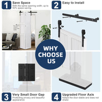 Garvee 36" Bifold Sliding Barn Door Hardware Track Kit, Side Mounted Black Roller, Smoothly and Quietly, Assembly Easy, Fit Double 12" Bi-Folding Doors (Door Not Included)