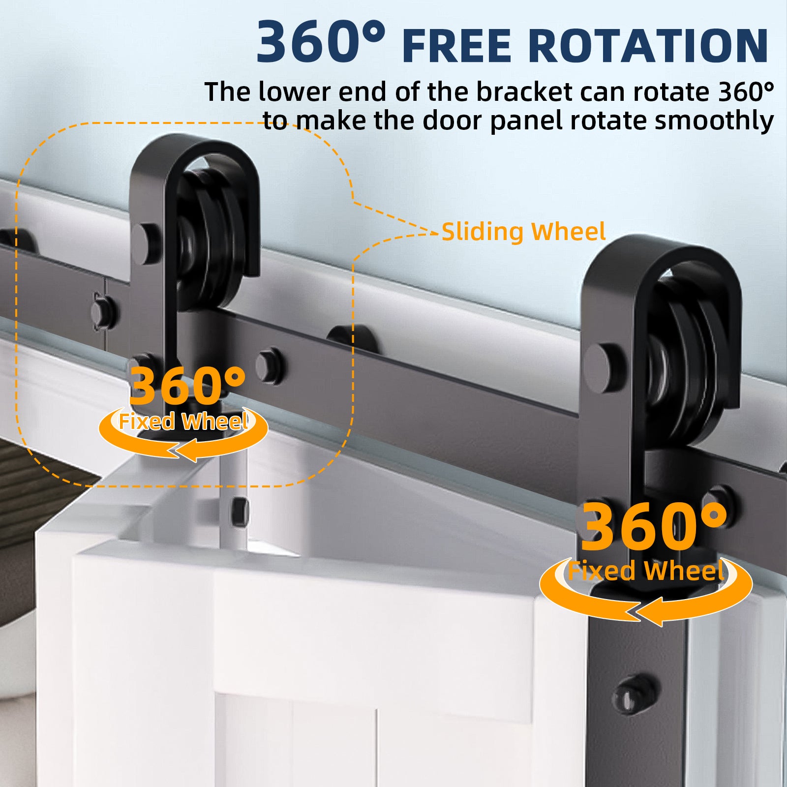 Garvee 24" Bifold Sliding Barn Door Hardware Track Kit, Side Mounted Black Roller, Smoothly and Quietly, Assembly Easy, Fit Double 12" Bi-Folding Doors (Door Not Included)