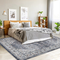 Garvee Persian Grey 9x12 Area Rugs for Living Room Print Distressed Indoor Floor Rug Washable Rug Non Slip Vintage Rug for Bedroom Dining Room