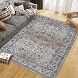 Garvee Persian Light Brown 9x12 Area Rugs for Living Room Print Distressed Indoor Floor Rug Washable Rug Non Slip Vintage Rug for Bedroom Dining Room - Light Brown