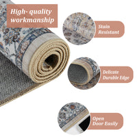 Garvee Persian Light Brown 9x12 Area Rugs for Living Room Print Distressed Indoor Floor Rug Washable Rug Non Slip Vintage Rug for Bedroom Dining Room