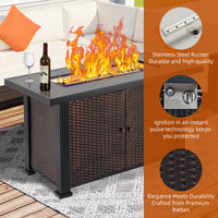 Garvee 44″ Propane Fire Pit Table, 50000 BTU Fire Table with Ignition System,Outdoor Fire Table with Glass Rocks, Brown