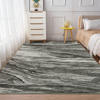 Garvee 9x12 Abstract Area Rug Large Machine Washable Area Rug Modern Accent Rug Stain Resistant Non-Slip Carpet Floor Cover Rug for Living Room Home Decor, Grey