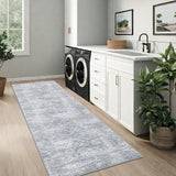 Garvee Washable Runner Rug Light Grey 2x6 Hallway Rug Ultra Soft Modern Carpet, Diamond Pattern Area Rug with Non-Slip Rubber Backing, Non Shedding Low-Pile Floor Mat for Bedroom Laundry - Light Gray