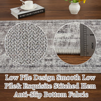 Garvee 10x13 Grey Large Area Rug Distressed Print - Washable Low Pile Living Room Dining Carpet, Vintage Non Slip Easy Clean, Stain Resistant Extra Large Bedroom Rug