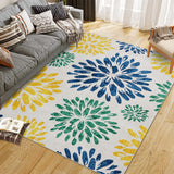 Garvee Area Rug Modern Floral Textured Weave Indoor Outdoor Washable Non Slip Rug Bohemian Coastal Easy-Cleaning Bedroom Kitchen Dining Room Home - Yellow Green
