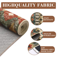 Garvee Boho Multicolor 5x7 Washable Area Rugs, Distressed Geometric Printed Throw Rugs, Non-Slip Low Pile Indoor Mat, Foldable Non-Shedding Accent Carpet for Living Room, Bedroom, Office