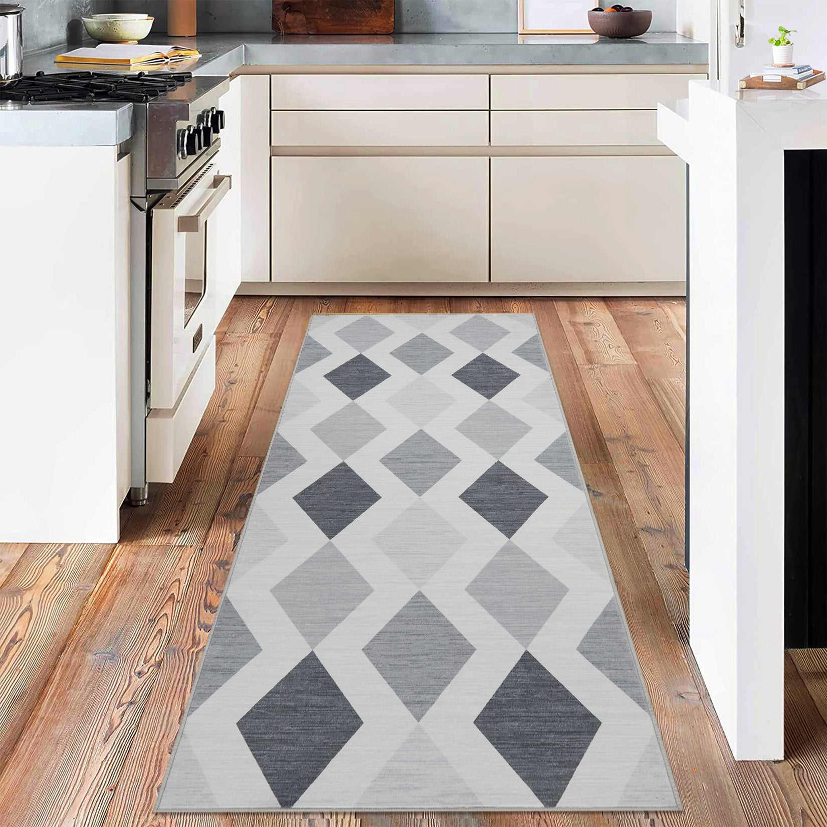 Garvee 8x10 Geometric Area Rug – Washable Non-Slip Modern Abstract Low Pile Carpet for Living Room, Bedroom & Dining Room, Gray