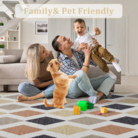 Garvee 10x13 Geometric Area Rug – Washable Non-Slip Modern Abstract Low Pile Carpet for Living Room, Bedroom & Dining Room, Camel Brown