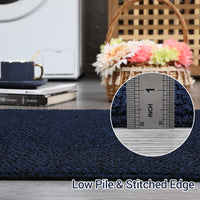 Garvee 9x12 Area Rug Modern Solid Textured Extra Large Area Rug Machine Washable Rug for Living Room, Non-Slip Stain Resistant Accent Rug Farmhouse Weaving Floor Cover Carpet for Bedroom, Navy