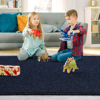 Garvee 9x12 Area Rug Modern Solid Textured Extra Large Area Rug Machine Washable Rug for Living Room, Non-Slip Stain Resistant Accent Rug Farmhouse Weaving Floor Cover Carpet for Bedroom, Navy